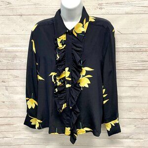 Marni Silk Floral Print Ruffle Blouse